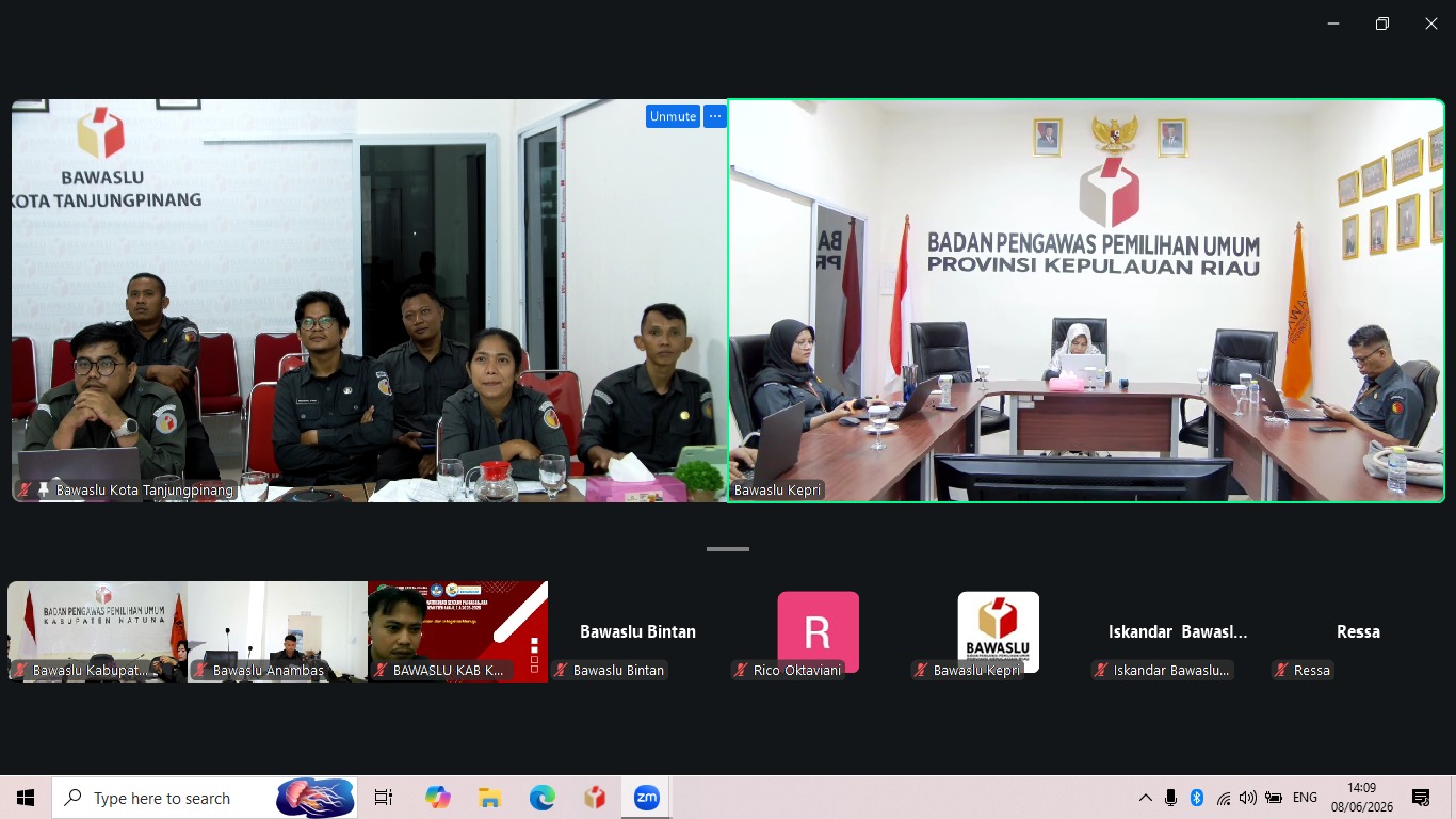 Bawaslu Kota Tanjungpinang mengikuti zoom Kegiatan Bawaslu Provinsi