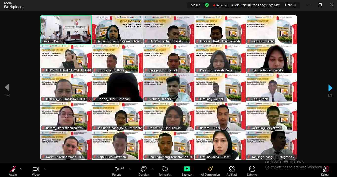kegiatanOrientasi Pegawai Pemerintah dengan Perjanjian Kerja (PPPK) Bawaslu Provinsi dan Bawaslu Kabupaten/Kota se-Provinsi Kepulauan Riau Gelombang II
